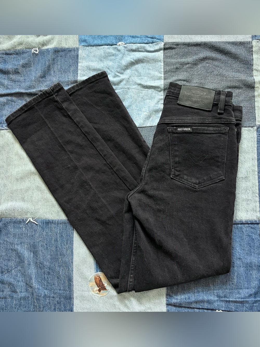 vintage harley davidson black denim slim jeans size 6